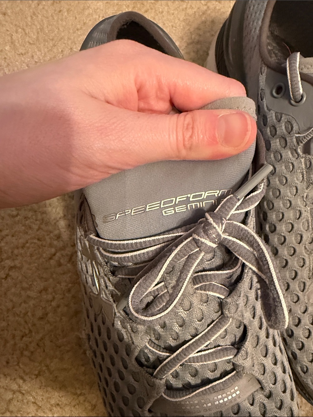 Men's Under Armour Grey Mesh Speedform Gemini 2 Athletic Sneakers - Picture 6 of 7